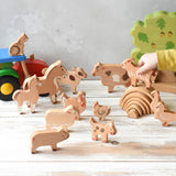 Bajo The Farm - 14 Wooden Farm Animals Set