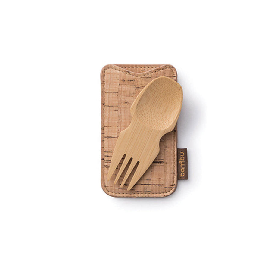 Bambu Bamboo Spork & Cork Case pictured on a plain white background