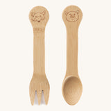 wooden kids fork and spoon