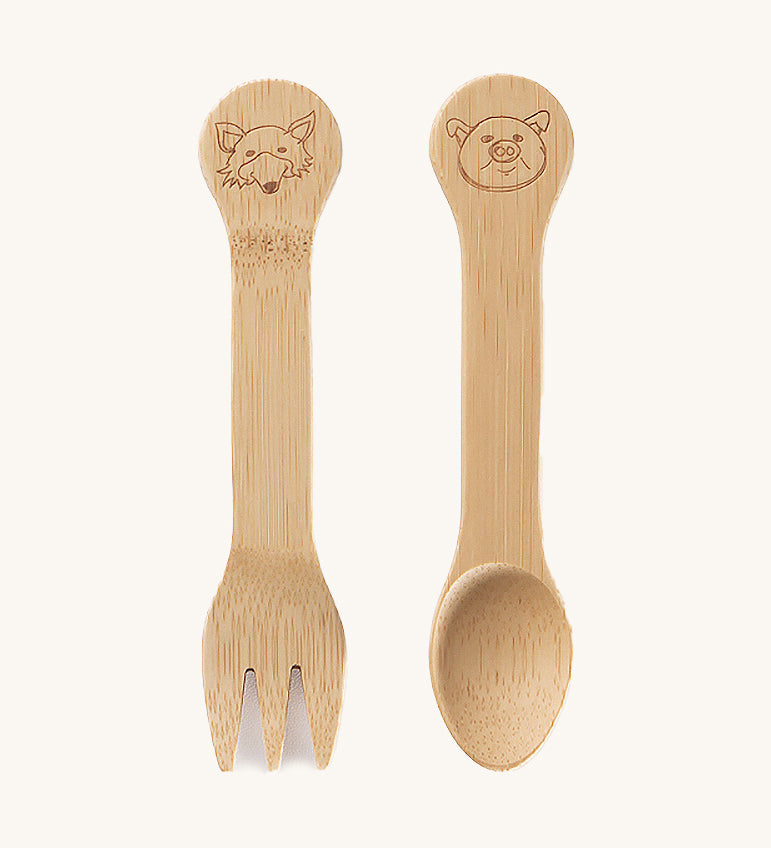 wooden kids fork and spoon