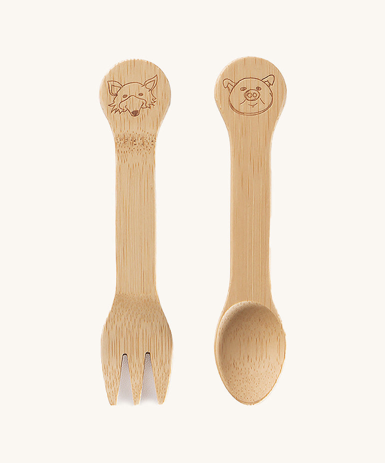 wooden kids fork and spoon