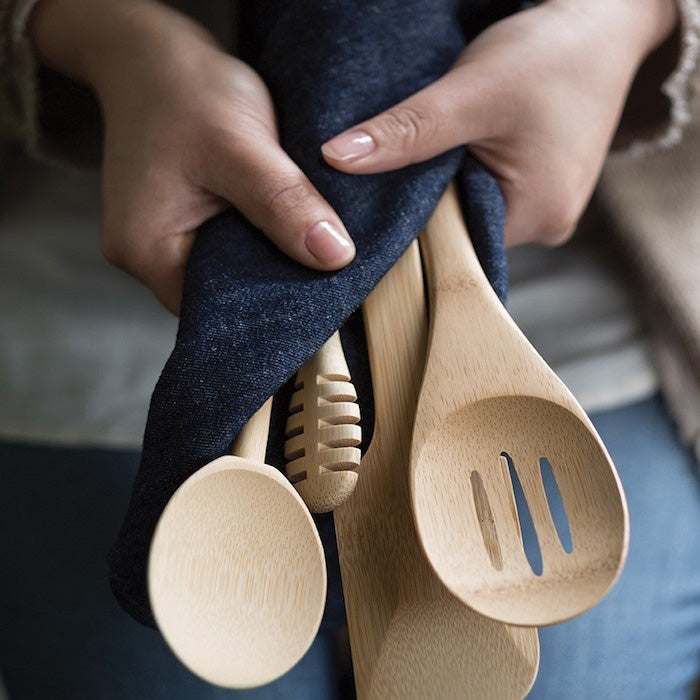 Bambu Bamboo Honey Dipper alongside other bambu utensils