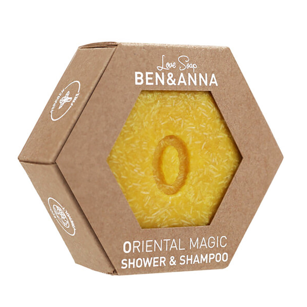 Ben & Anna Oriental Magic Shower and Shampoo solid soap bar on a white background