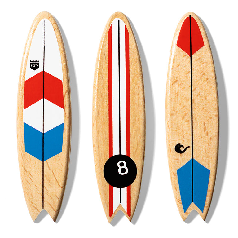 Picture of three Candylab retro style surfboards with unique blue