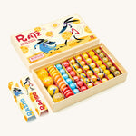 Billes & Co marbles Ratz collection in original cardboard packaging on a cream background.