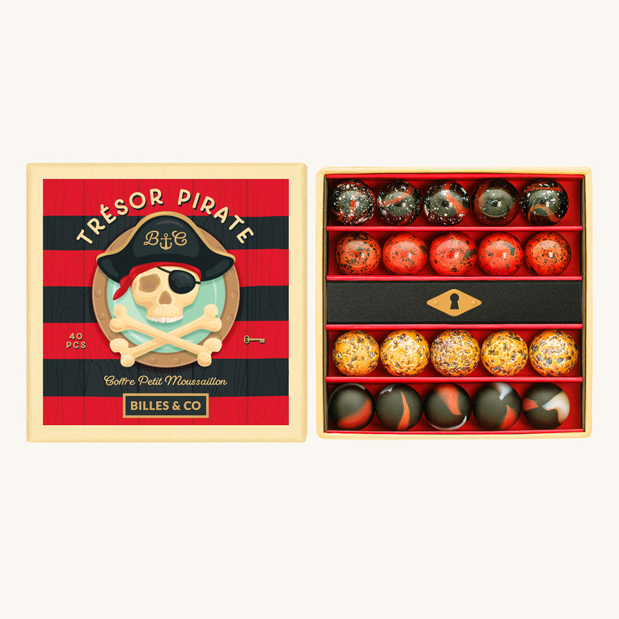 Billes & Co Pirate Treasure Glass Marbles Set box