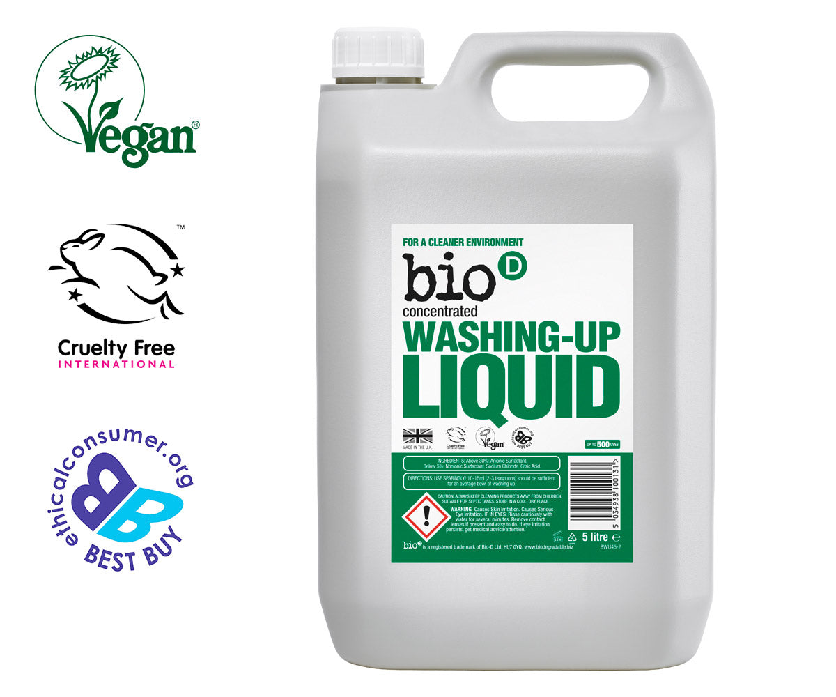 Bio D vegan friendly natural fragrance free washing up liquid on a white background