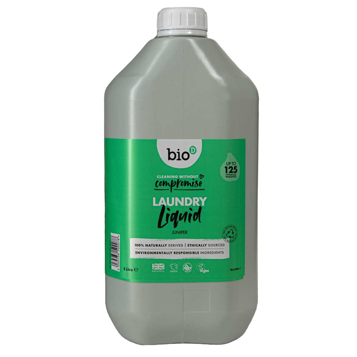 Bio-D Juniper scented vegan friendly, natural Laundry Liquid in a 5 litre container bottle