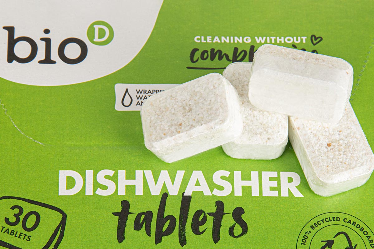 Close up of the Bio D eco conscious dishwasher tablets