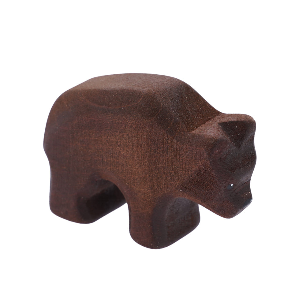 Bumbu plastic-free wooden bear cub toy figure on a white background