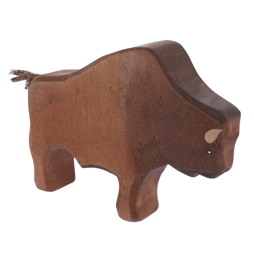 Bumbu handmade wooden bison toy animal figure on a white background