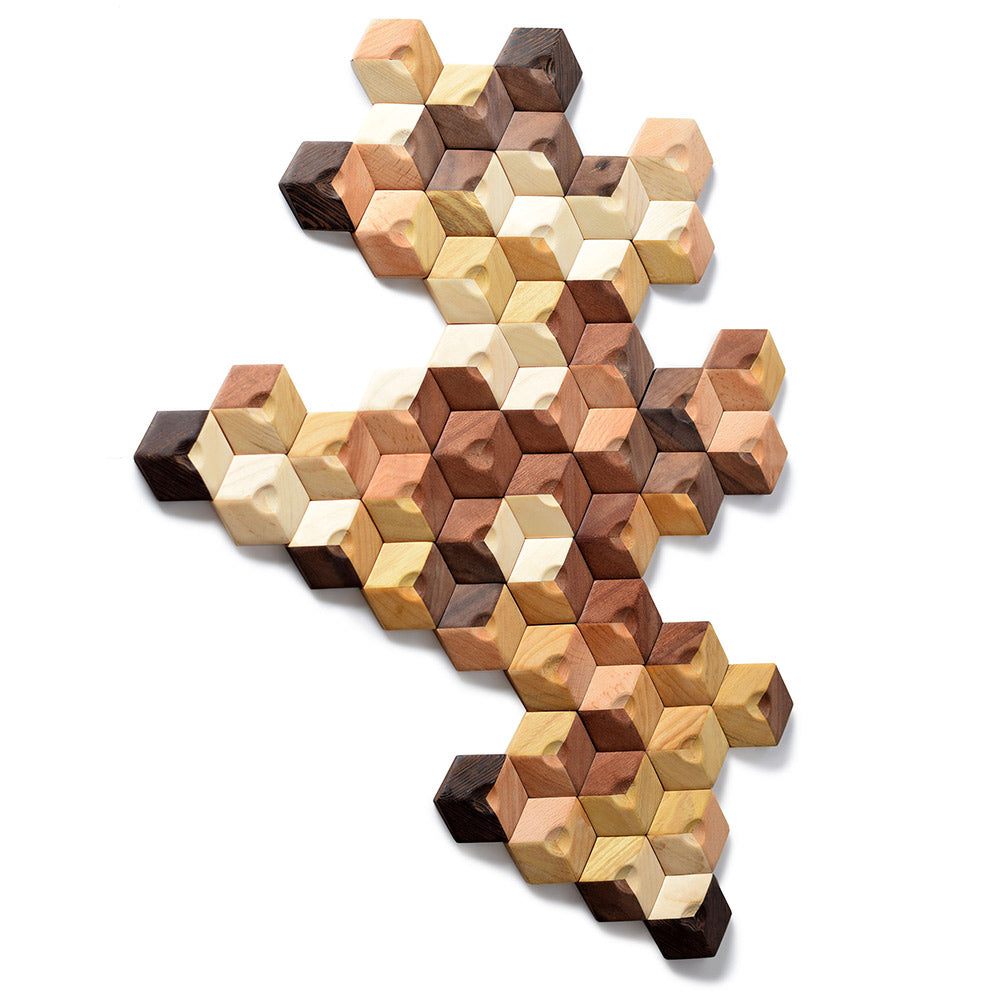 Bumbu eco-friendly wooden connect starter set laid out in a geometric pattern on a white background