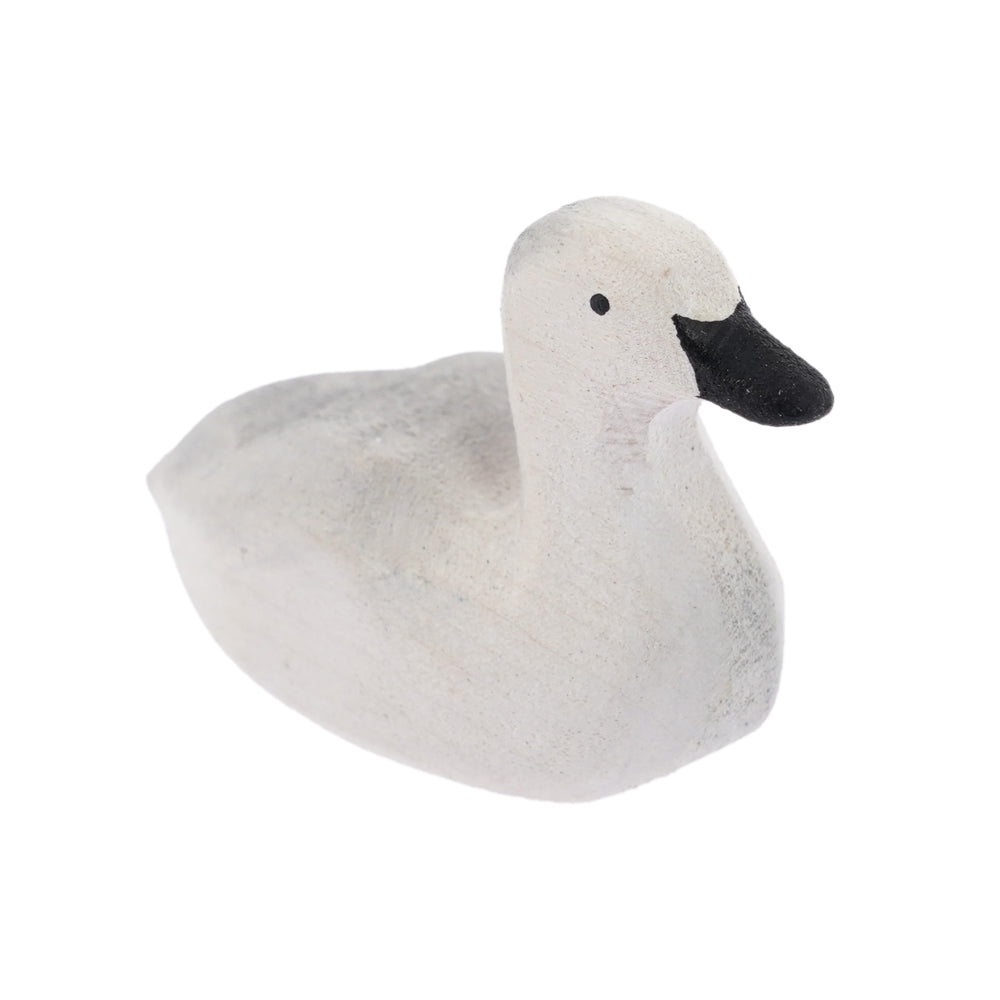 Bumbu handmade miniature wooden cygnet toy figure on a white background