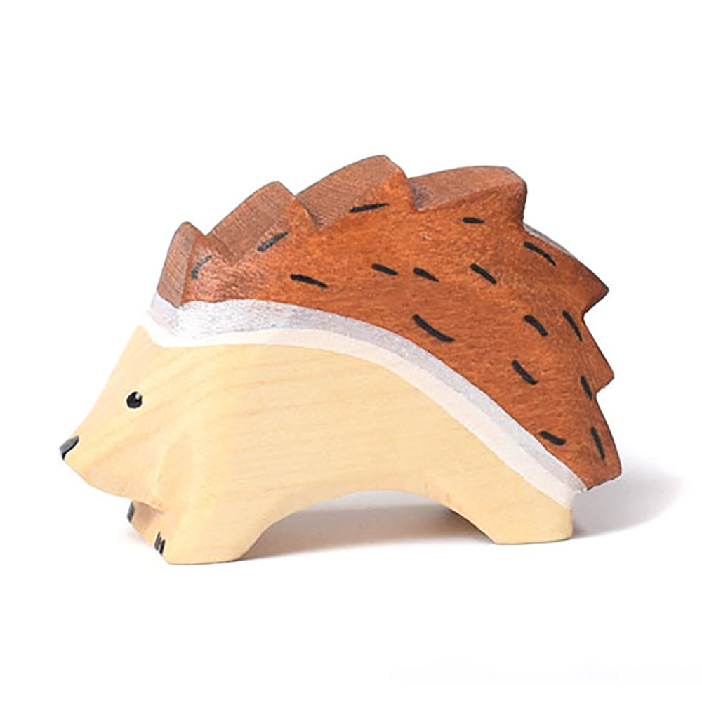 Bumbu eco-friendly large handmade wooden hedgehog figure on a white background