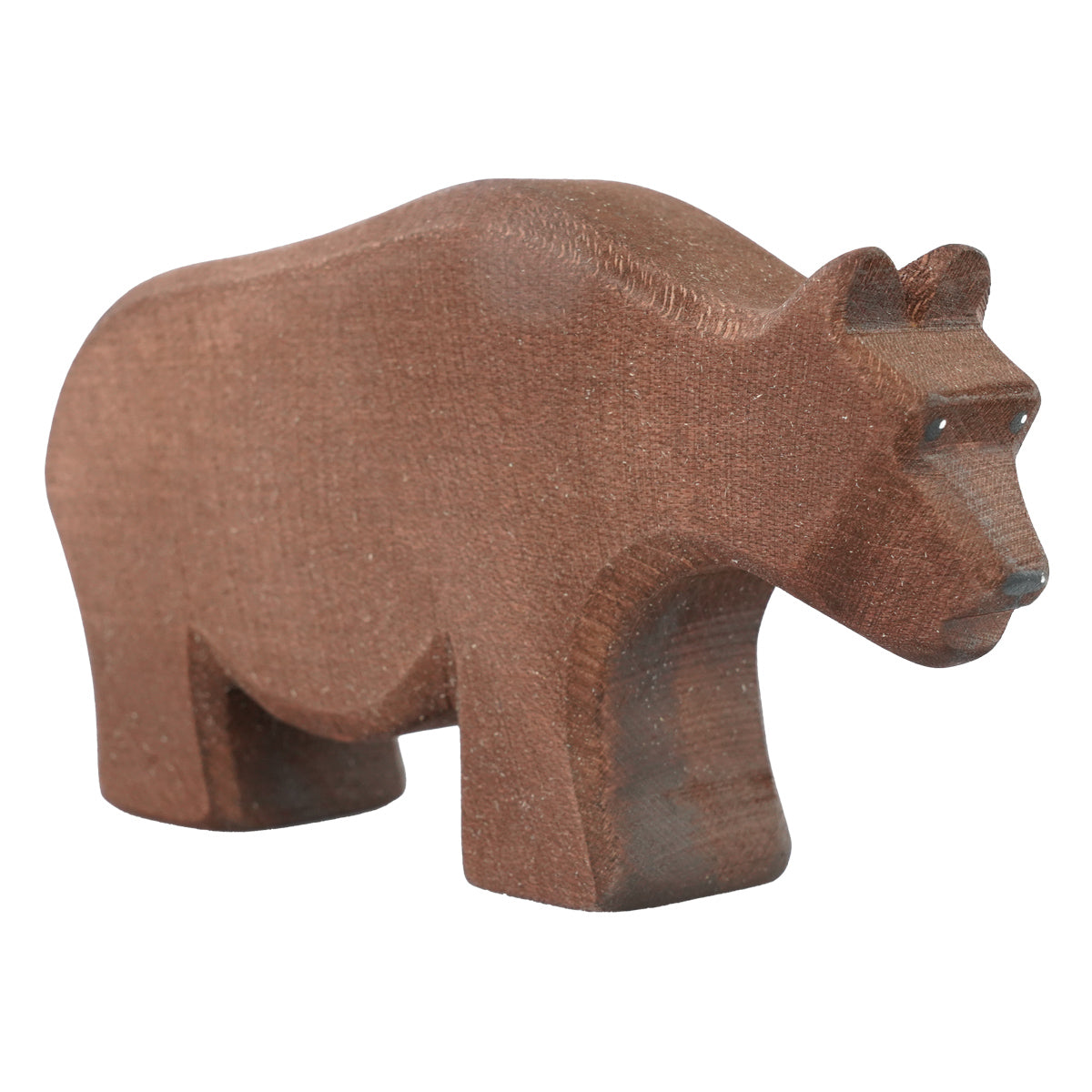 Bumbu hand carved brown wooden bear animal figure on a white background