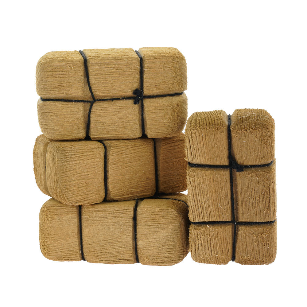 Childrens Bumbu wooden haystack toy blocks on a white background