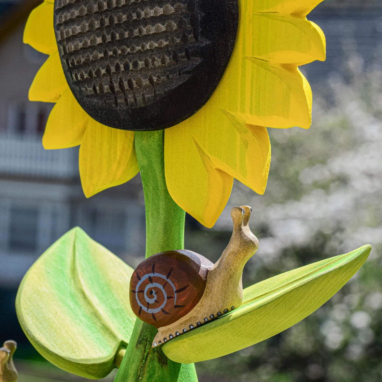  Hand Crafted and Hand Painted. A Large yellow Sunflower with green stalk and leaves