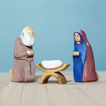 Figurine de la Nativité en bois pour bébé Jésus et crèche Bumbu