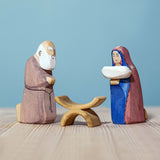 Figurine de la Nativité en bois pour bébé Jésus et crèche Bumbu