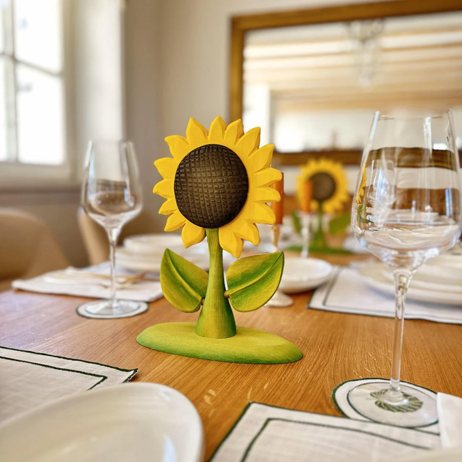  Hand Crafted and Hand Painted. A Large yellow Sunflower with green stalk and leaves