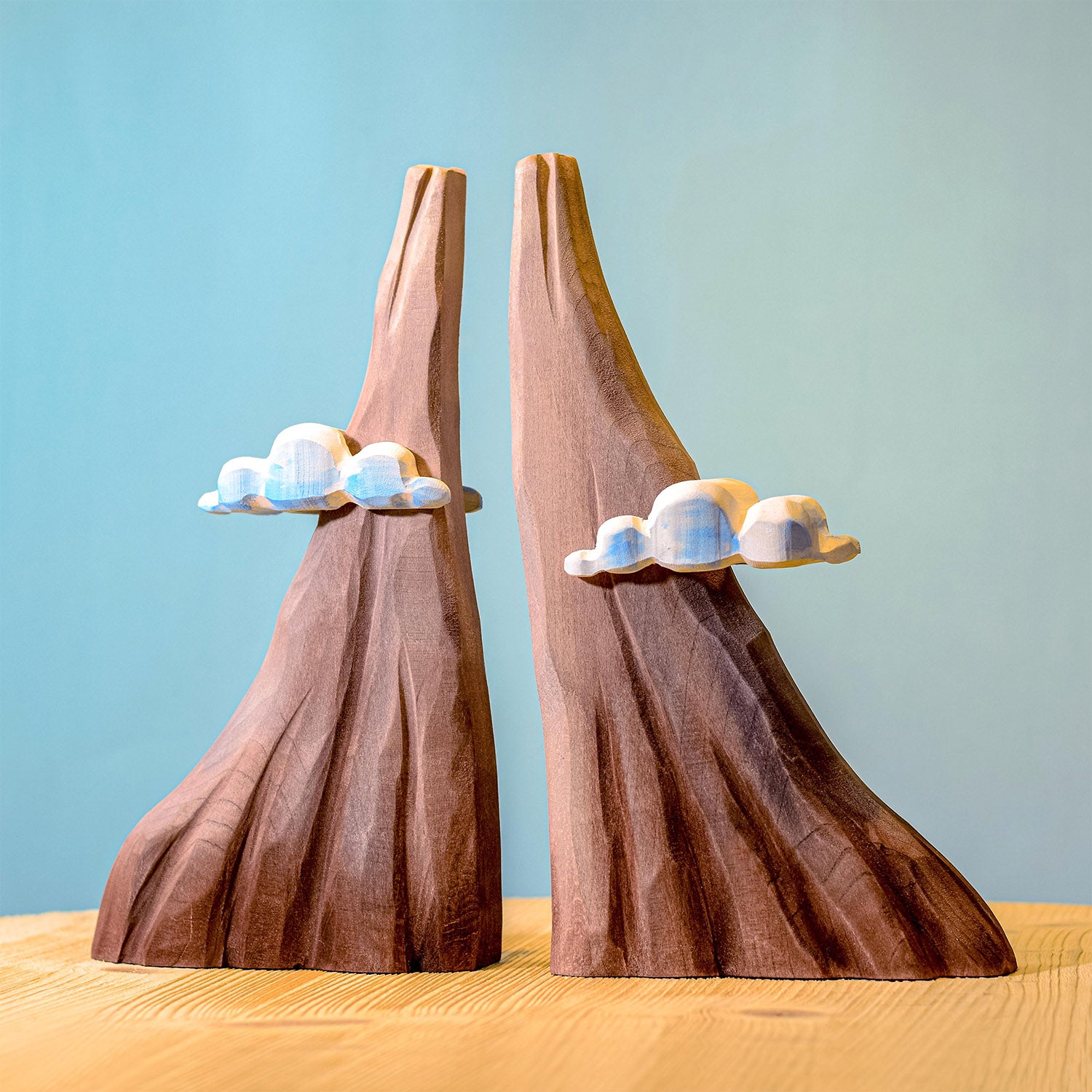 Bumbu Wooden Volcano Set. Only the rock and clouds are shown.