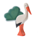 Cigogne debout en bois blanc Bumbu