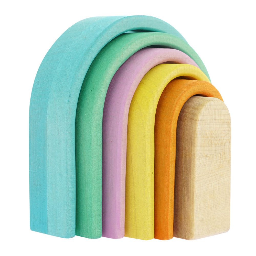 Bumbu plastic-free pastel waldorf stacking arches on a white background