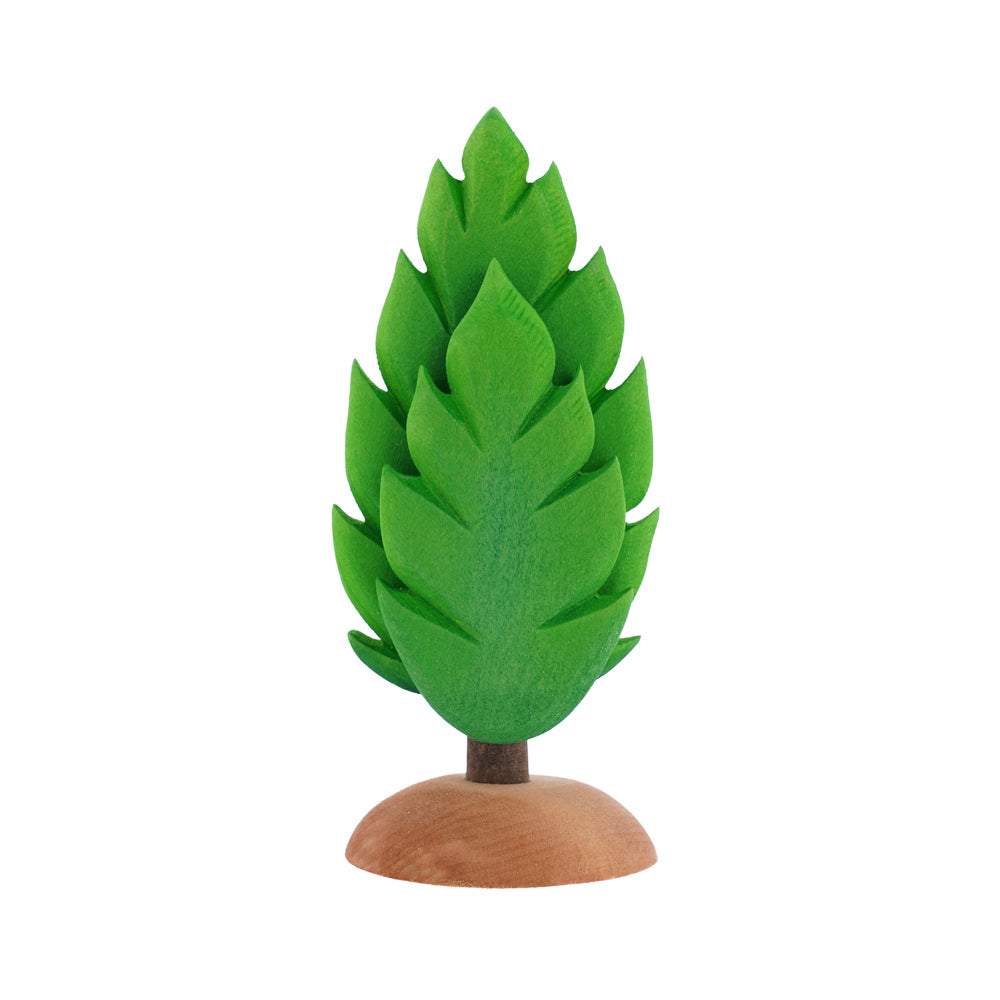 Bumbu childrens handmade small wooden Thuja tree toy on a white background