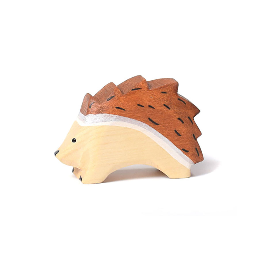 Bumbu handmade small wooden hedgehog toy on a white background