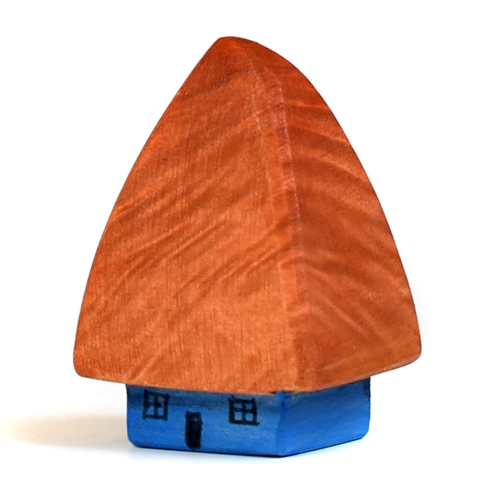 Bumbu eco-friendly blue wooden transylvania traditional house toy on a white background