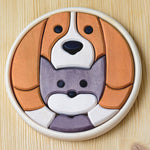 Bumbu Dog & Cat Round Wooden Puzzle