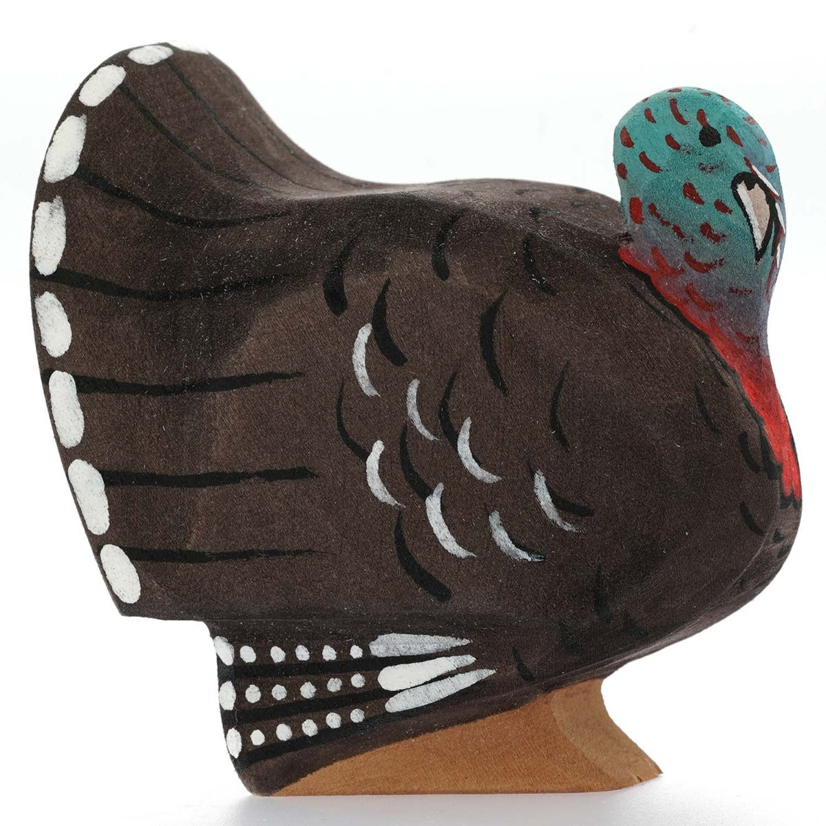 The Bumbu Turkey is a magnificent eco-friendly wooden male turkey toy