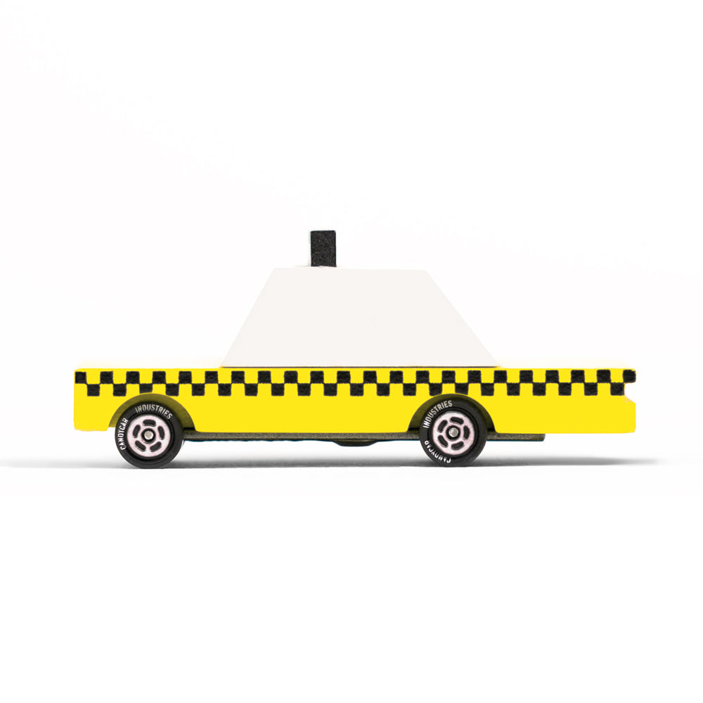 Candylab candycar wooden taxi toy vehicle on a white background