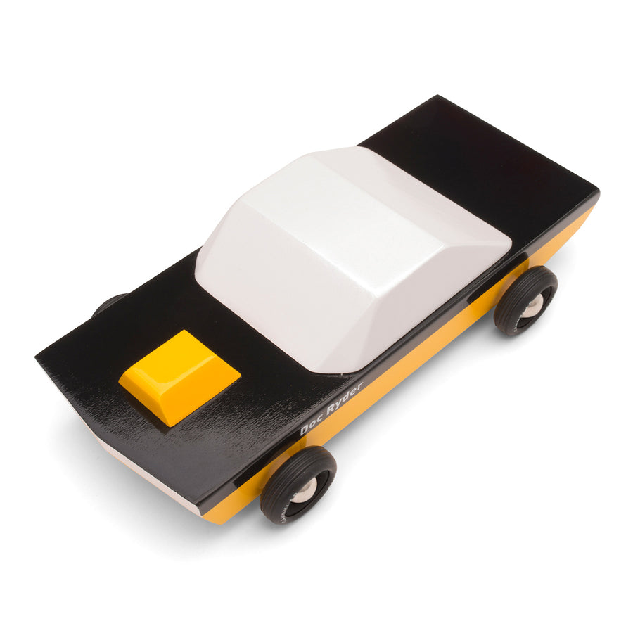 Top of the Candylab collectable wooden muscle car toy on a white background