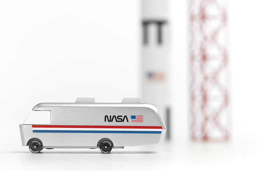 Candylab collectable NASA toy van on a white background