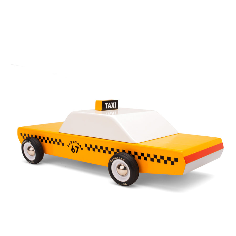 Candylab solid wooden taxi candycar on a white background