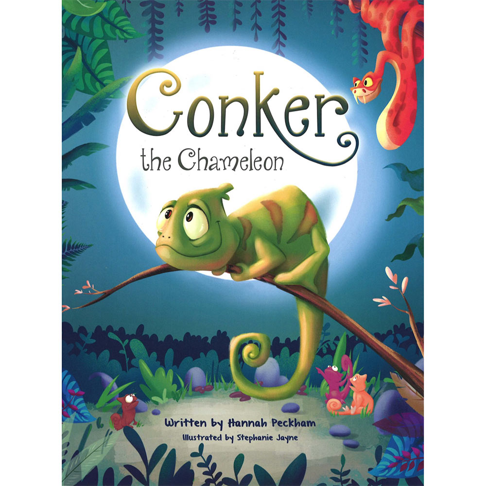 Cover of the Central Books Conker the Chameleon children's story on a white background