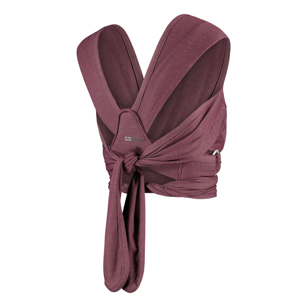 Back of the Close caboo cotton blend baby carrier in the burgundy colour on a white background