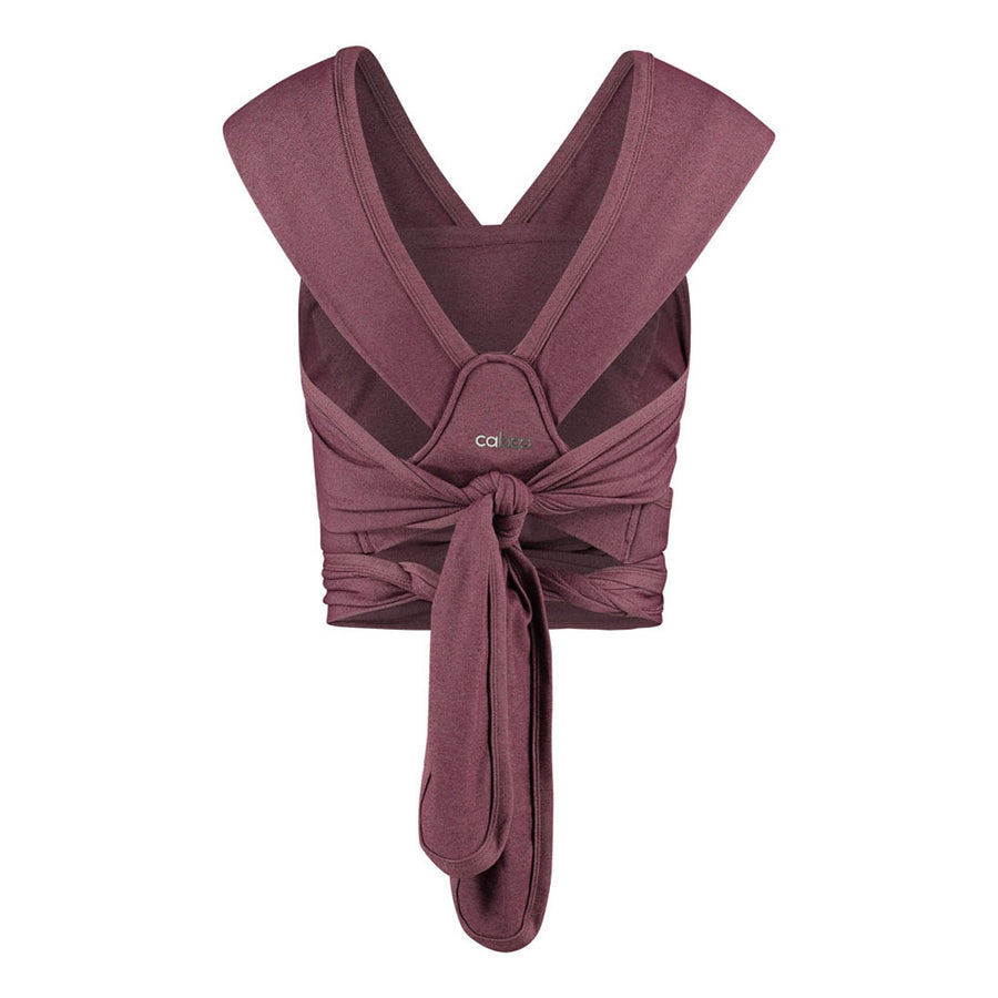 Back of the Close caboo cotton blend baby carrier in the burgundy colour on a white background