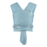 Close caboo lite baby carrier in the denim colour on a white background