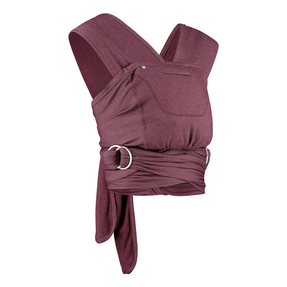 Close caboo cotton blend baby carrier in the burgundy colour on a white background