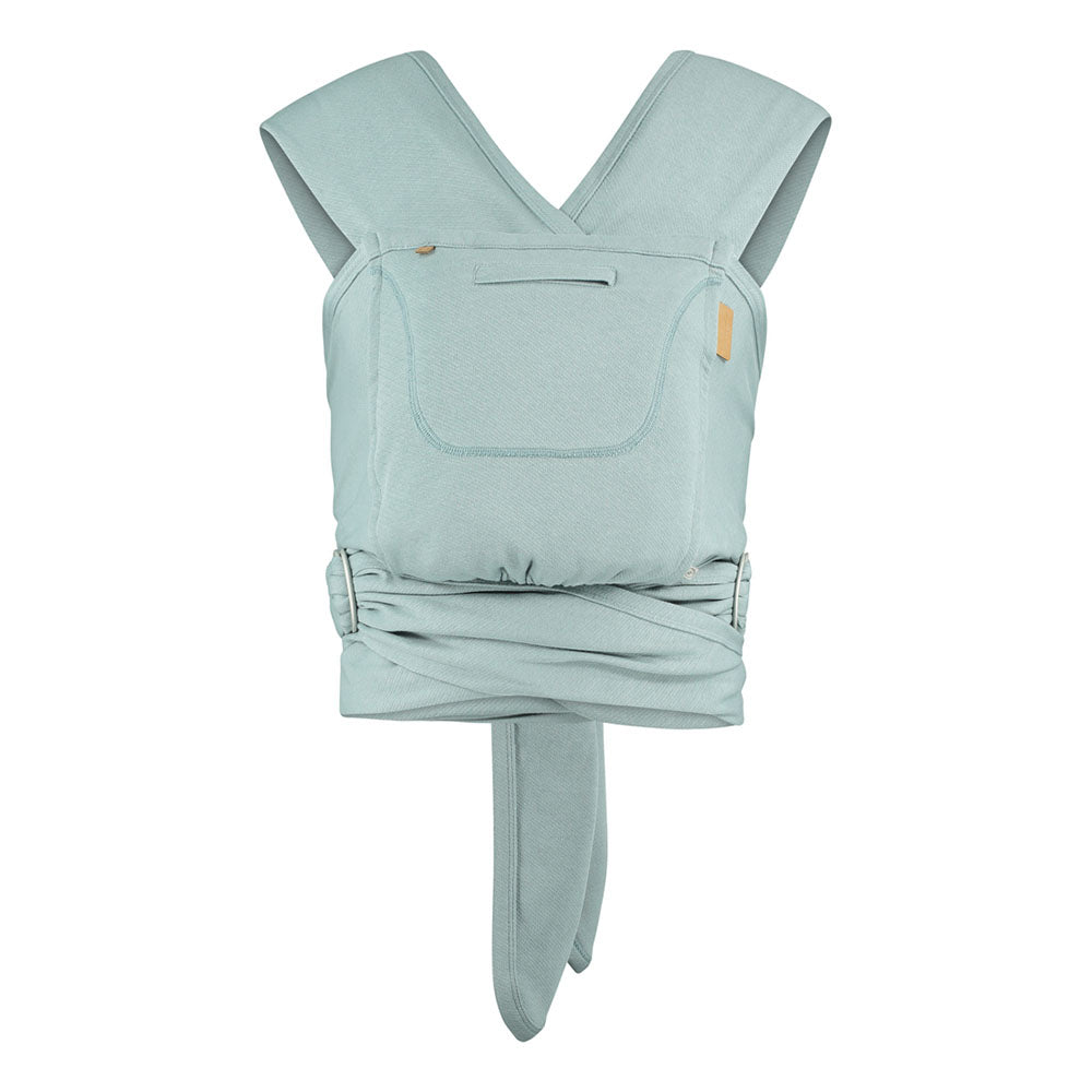 Close caboo organic sage eco-friendly baby carrier on a white background