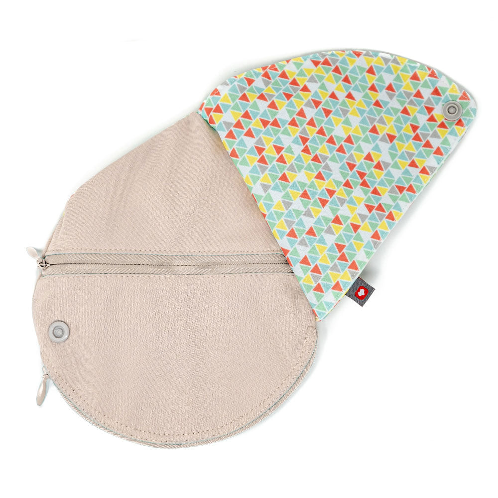 Close maternity breast pads pouch in the pastels colour on a white background