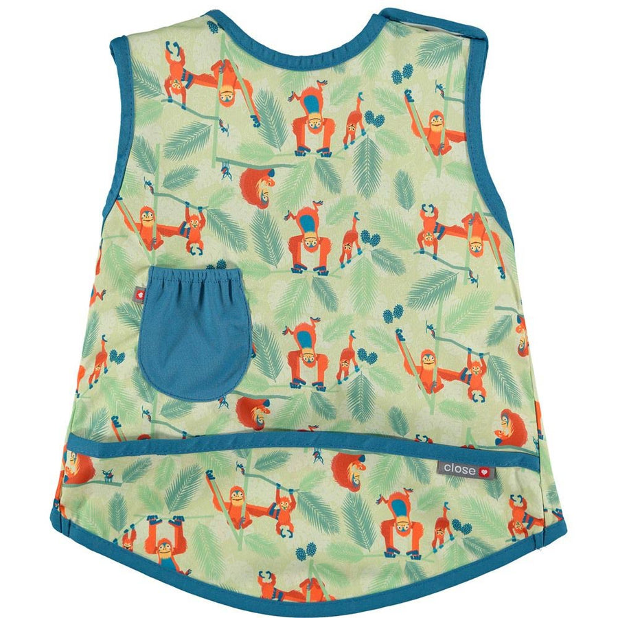 Close parent pop-in orangutan baby and toddler sleeveless coverall bib