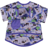 Pop-in Moose purple feeding coverall apron moose and chickens with sleeves