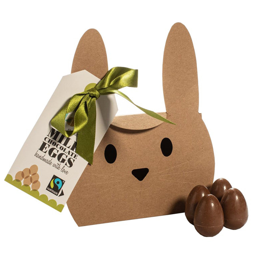 Cocoa Loco ethical fairtrade milk chocolate mini easter eggs on a white background