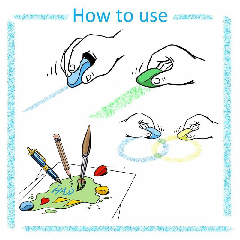 Graphic showing how to grip the Crayon Rocks for drawing