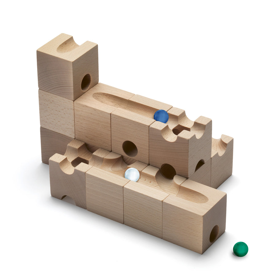 Cuboro Trick Wooden Marble Run Set pictured on a plain background