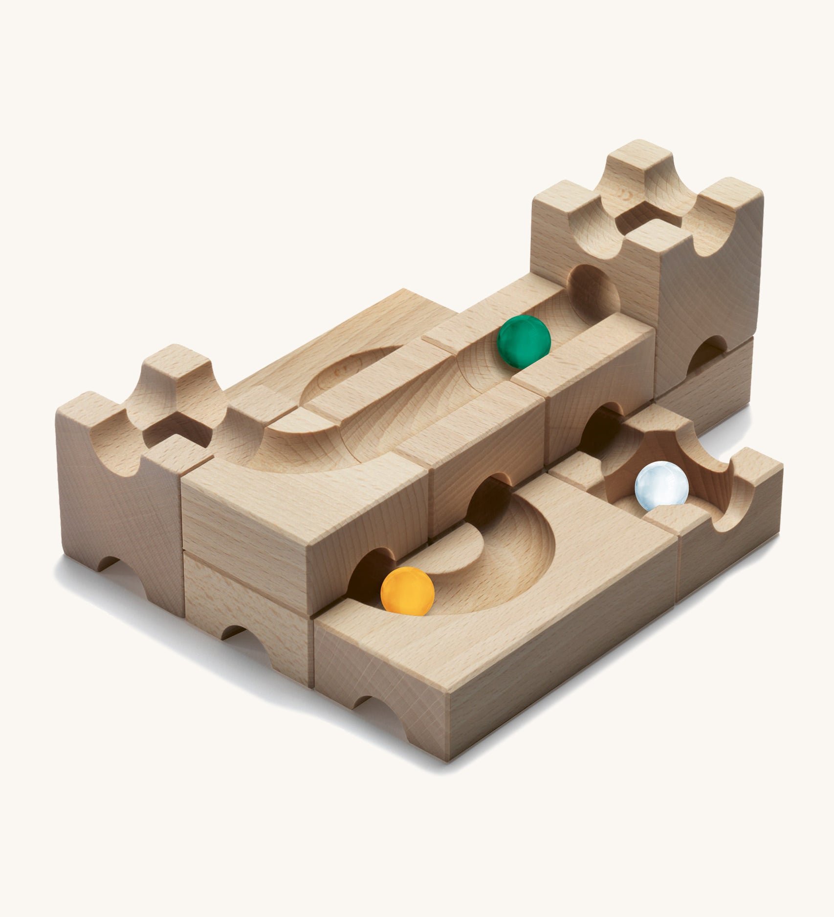 Cuboro Sub Wooden Marble Run Set pictured on a cream background