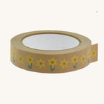 A roll of Babipur eco paper craft tape in brown with a daffodils design.